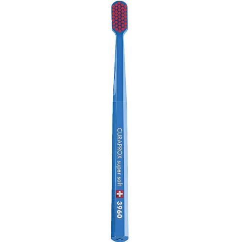 Curaprox CS 3960 Super Soft Toothbrush Πολύ Μαλακή Οδοντόβουρτσα με Εξαιρετικά Απαλές & Ανθεκτικές Ίνες Curen για Αποτελεσματικό Καθαρισμό 1 Τεμάχιο - Μπλε/ Κόκκινο